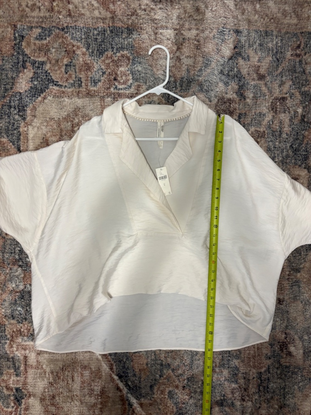 Anthropologie Women's S/S Oversized High-Low V-Neck Shirt Top Blouse M Cream NWT - Picture 9 of 10